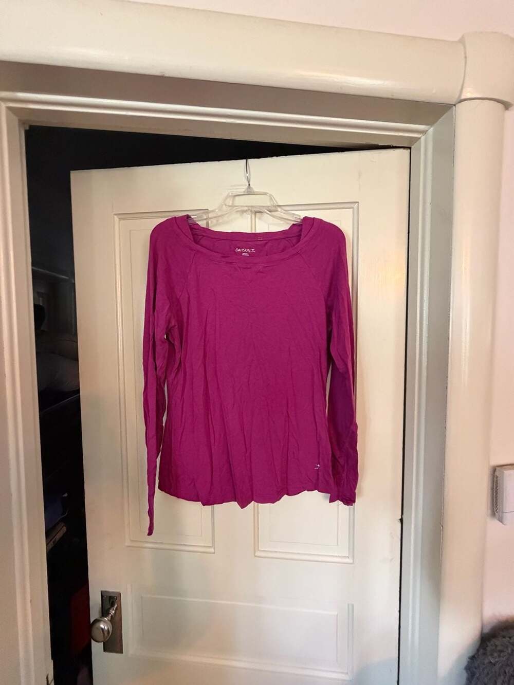 Danskin Long Sleeve Top Size L Magenta Cotton Blend